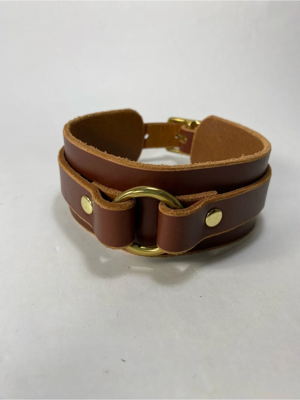 Leathe Dog Collar Animal Dog With Brass Ring and Buckle 11 1/2
